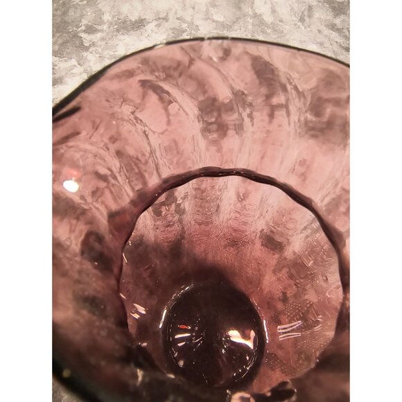 Amethyst Purple Handblown Glass Pitcher With Clear Handle - Picture 6 of 6